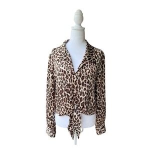 Gianni bini  Leopard Print Tie‎ Front Blouse